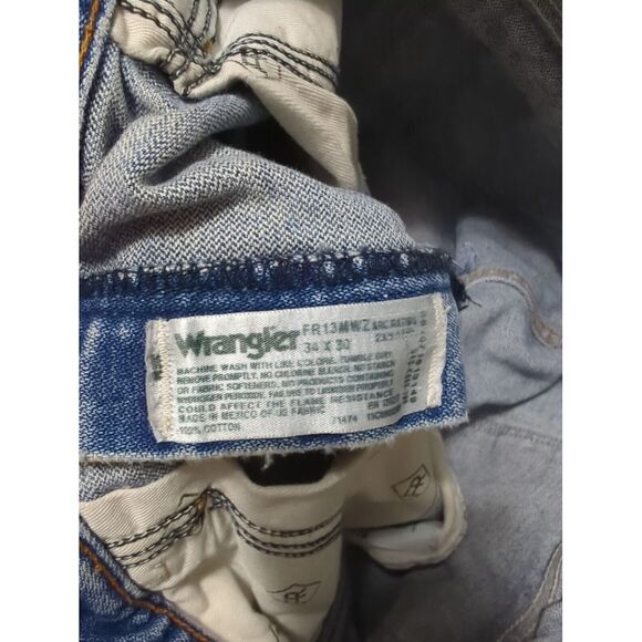 Wrangler Fr Jeans Mens 34X29* Blue Medium Wash Denim American Workwear FR13MWZ - Picture 14 of 14